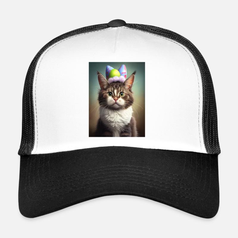 Chat de Pâques - Casquette trucker - blanc/noir