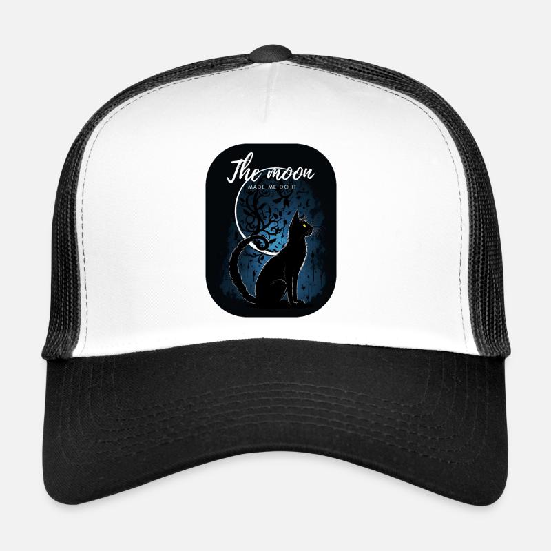 Chat noir avec la lune Casquette trucker 