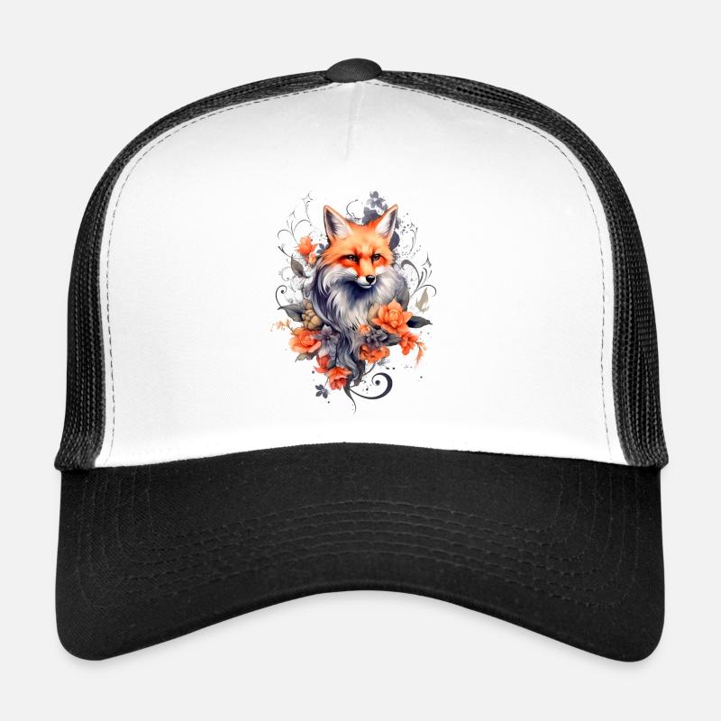 Fox and Flowers Trucker Cap