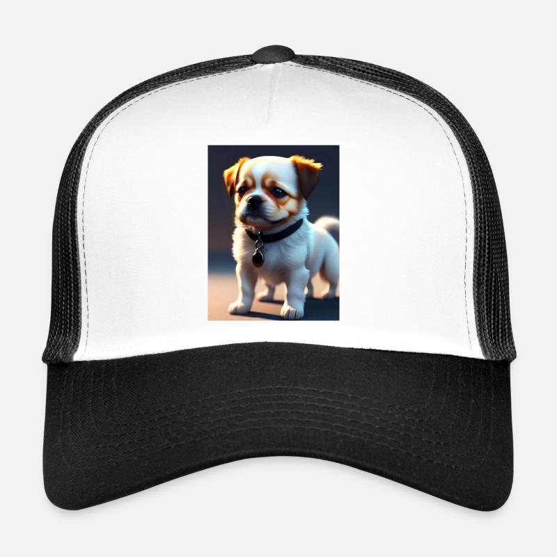 chien mignon - Casquette trucker  - blanc/noir