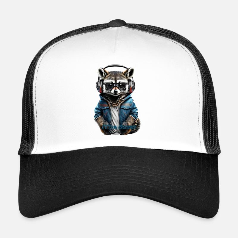 Waschbär Bild2 - Trucker Cap - Weiß/Schwarz