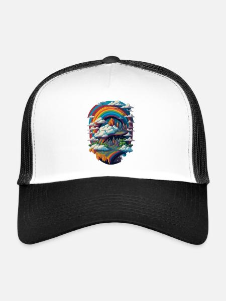 Rainbow City Pride LGBT LGBTQ - Casquette trucker  - blanc/noir - Devant