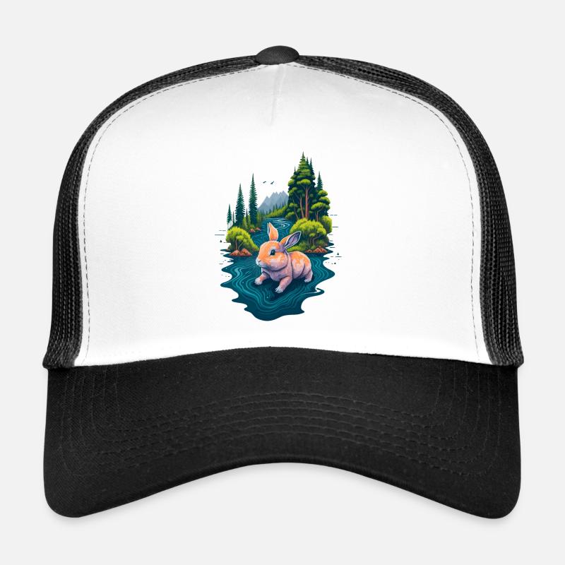 Belle illustration d’un lapin Casquette trucker 