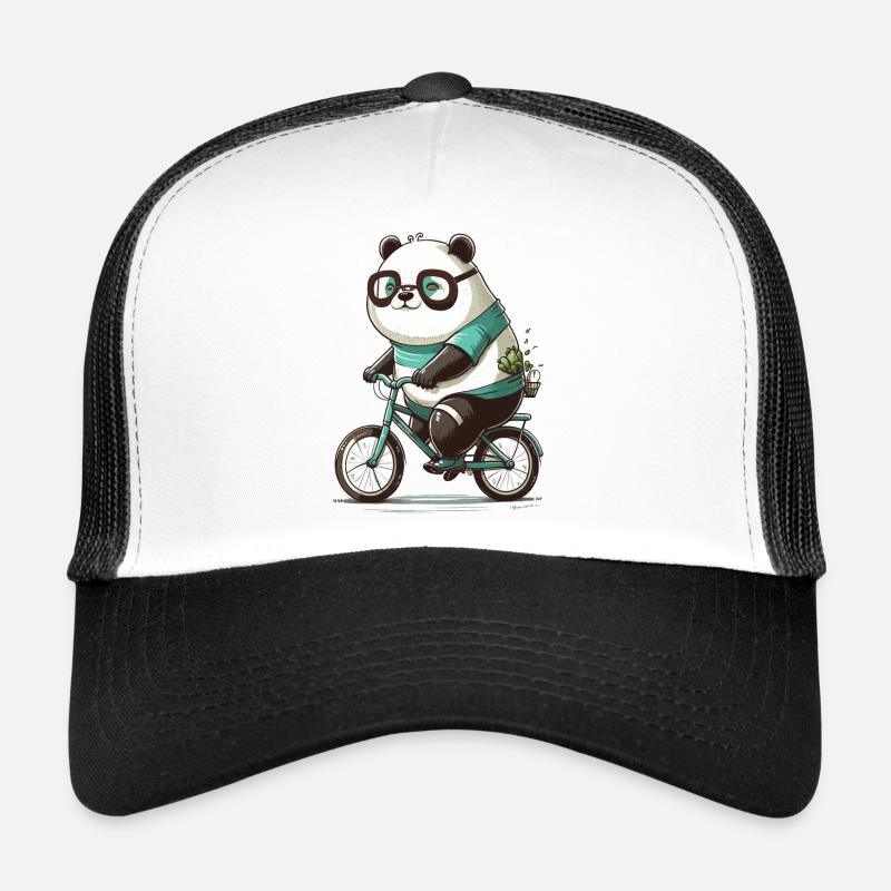Panda-Radfahrer - Trucker Cap - Weiß/Schwarz