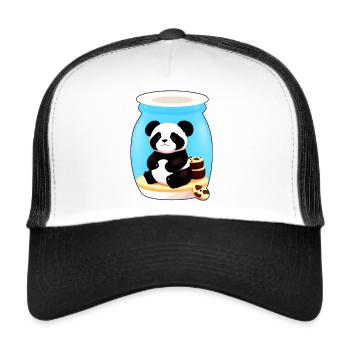 Mignon petit panda avec des biscuits - Casquette trucker  - blanc/noir - Devant