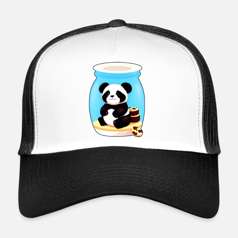Mignon petit panda avec des biscuits Casquette trucker 