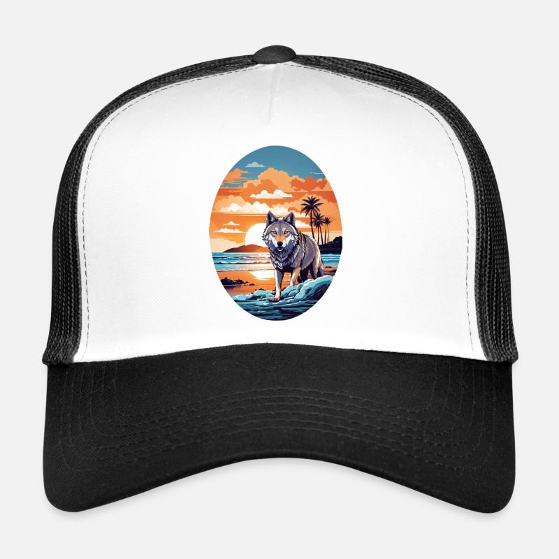 Loup sur la plage Casquette trucker 