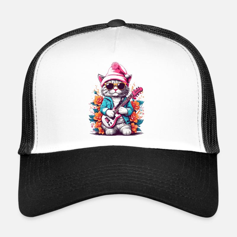 Chat mignon avec guitare Casquette trucker 