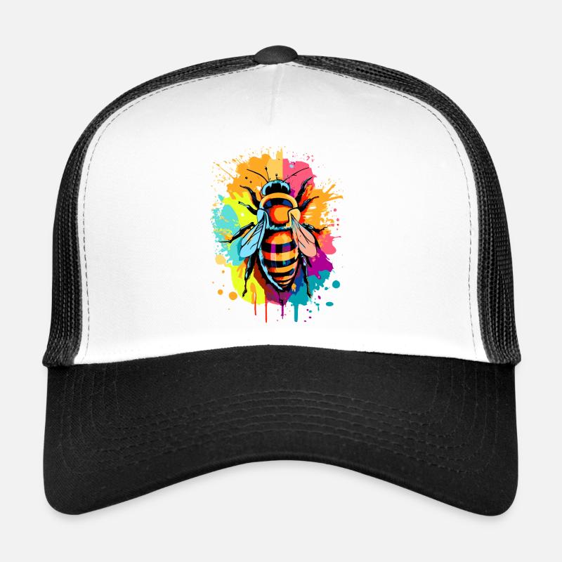 Biene Farbenfroh - Bienen & Bienchen - Honigbiene - Trucker Cap - Weiß/Schwarz