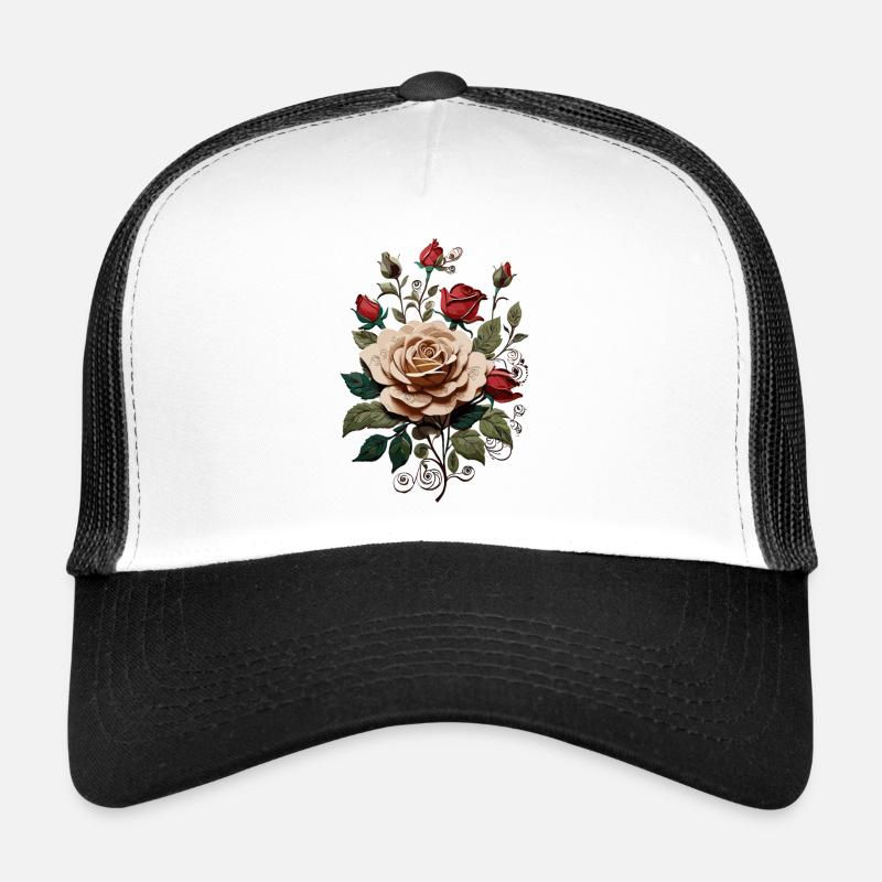 Rose im Garten - Trucker Cap - Weiß/Schwarz