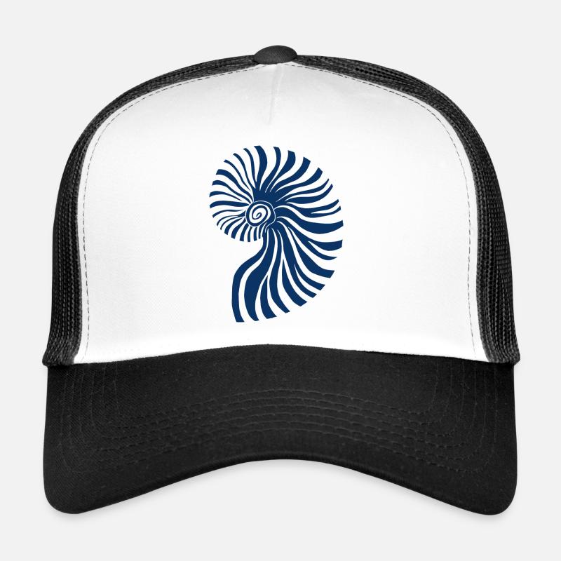 Ammonite bleu - Casquette trucker  - blanc/noir