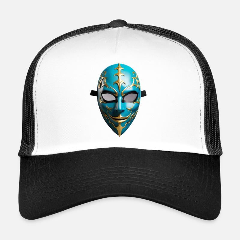 Karneval Maske - Trucker Cap - Weiß/Schwarz