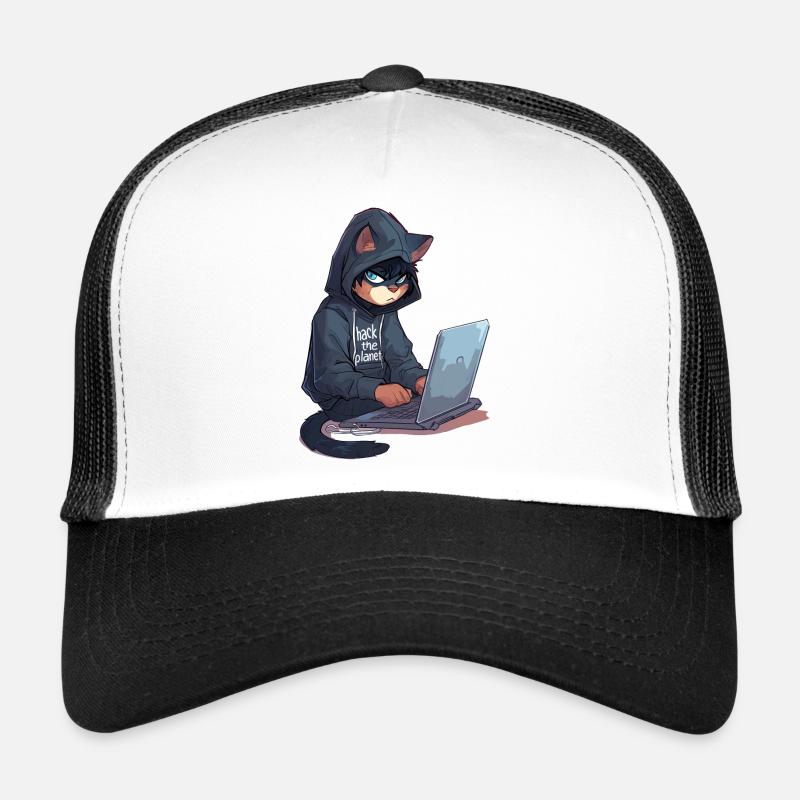 Cyber Hacker Cat Hackerkatze Trucker Cap