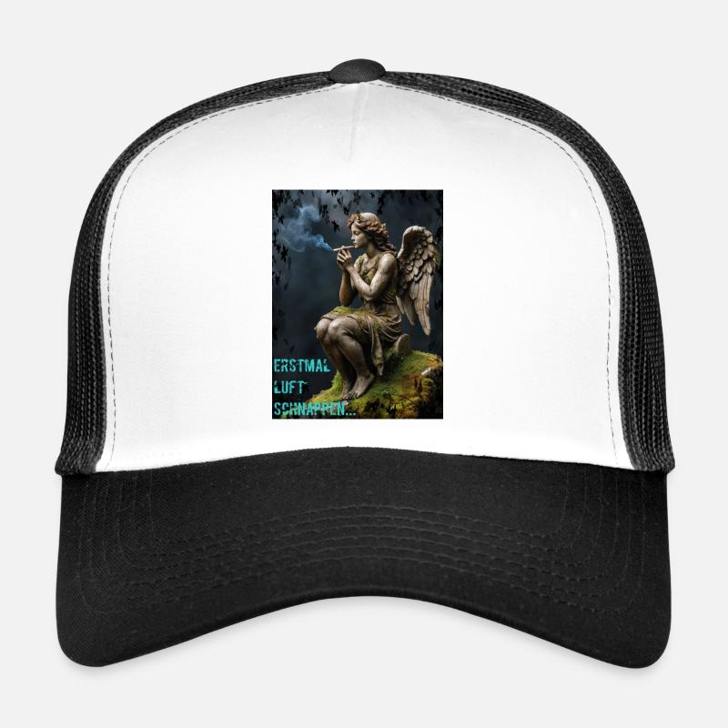 Rauchender Engel - Trucker Cap - Weiß/Schwarz