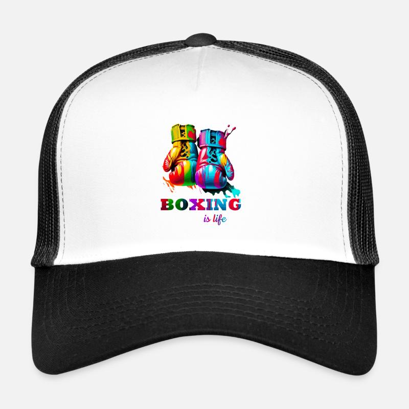 Boxen ist Leben. Bunte Boxhandschuhe Trucker Cap