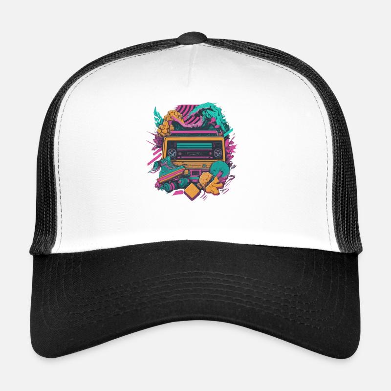 Lecteur de cassettes rétro à nature psychédélique Casquette trucker 