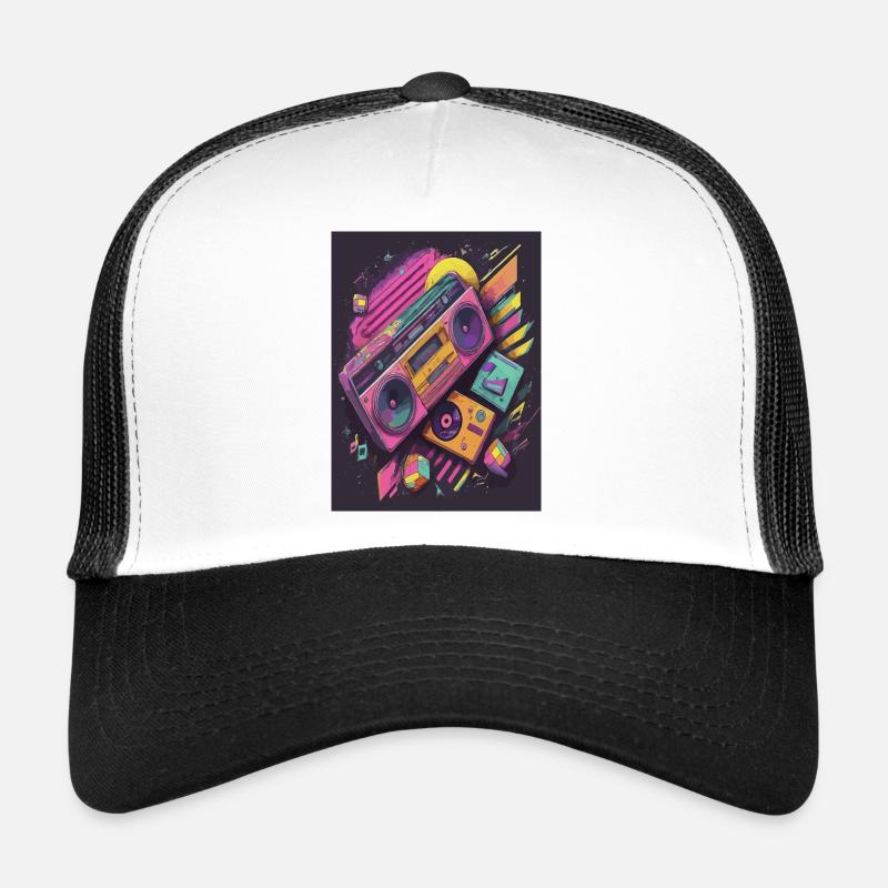 Cosmic boombox retro flight through space Trucker Cap