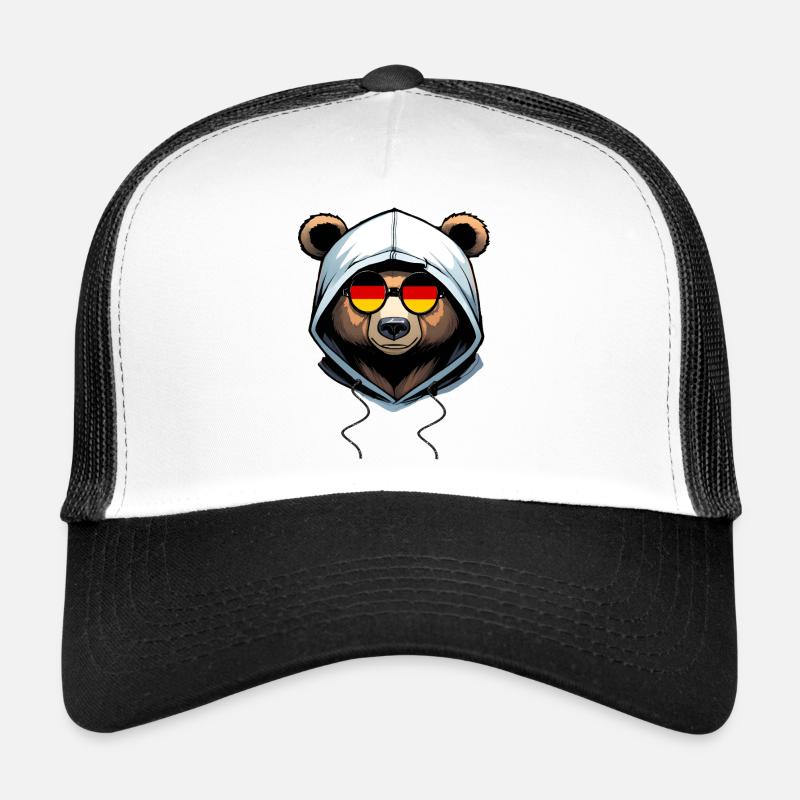 Bear wearing a hoodie Trucker Cap