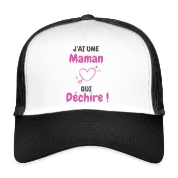 Ich habe eine Mutter, die rockt - Trucker Cap - Weiß/Schwarz - Vorne