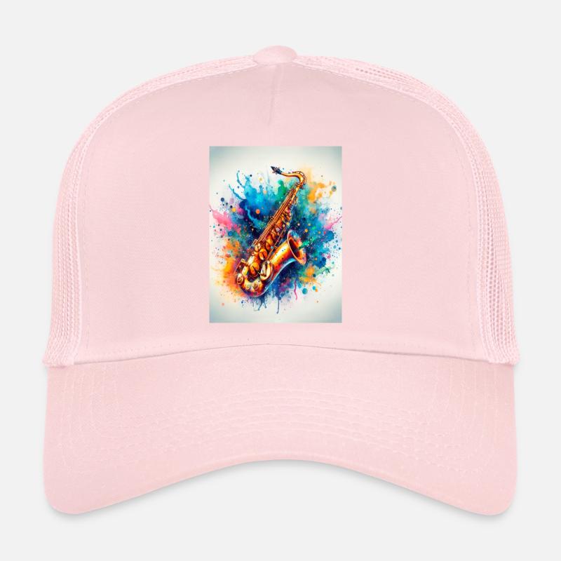 Saxophone aquarelle Casquette trucker 