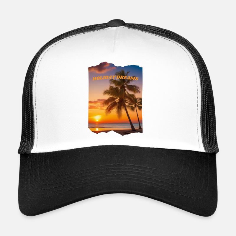 Holiday Dreams - Beach with sunset - Trucker Cap - white/black