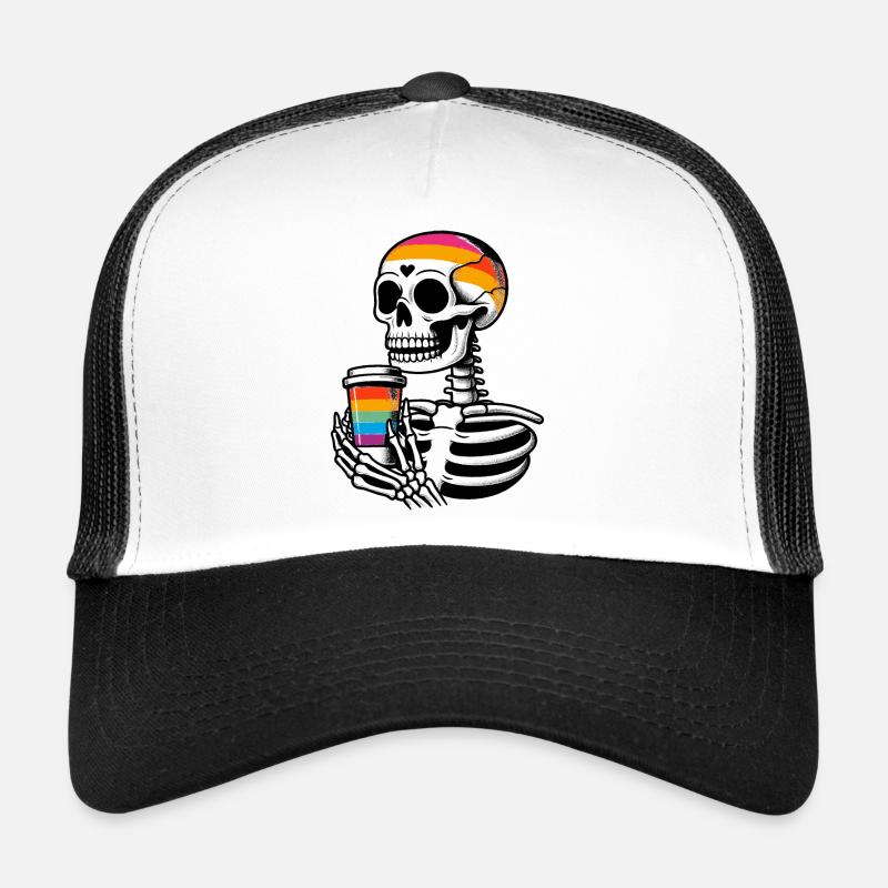 Skelett mit Kaffee - Skeleton Coffee Trucker Cap