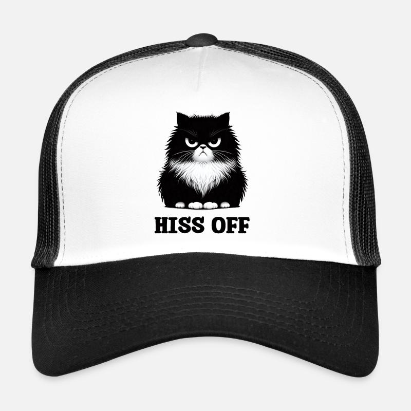 HISS OFF BLACK CAT DOODLE Trucker Cap