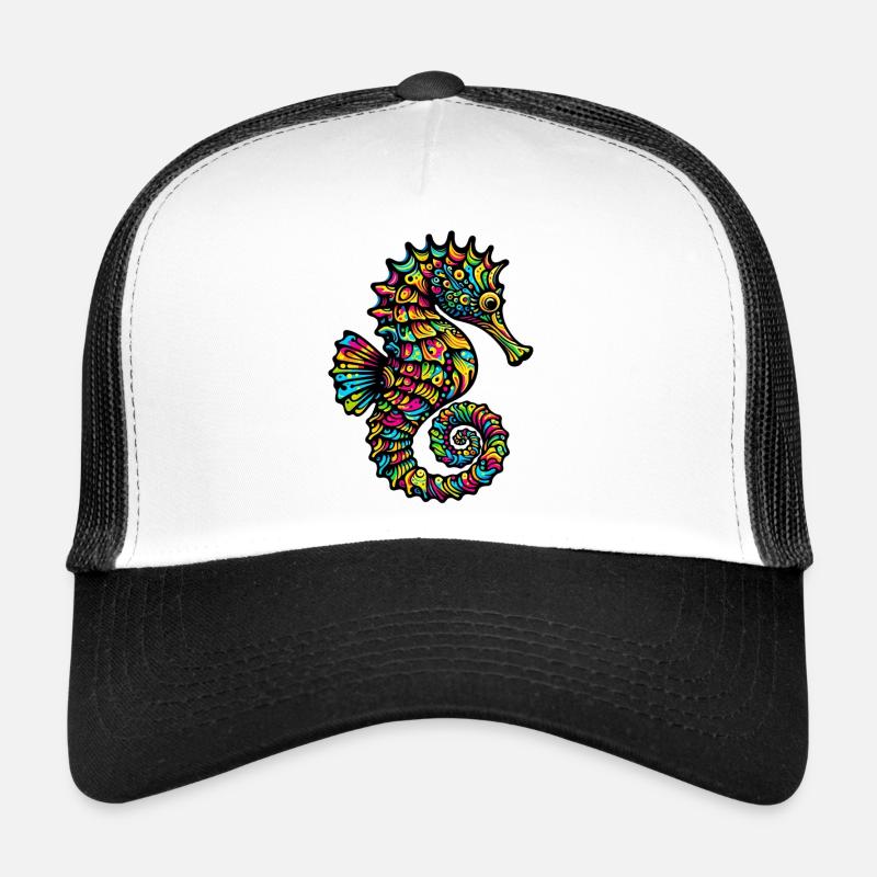 Seepferdchen - Trucker Cap - Weiß/Schwarz