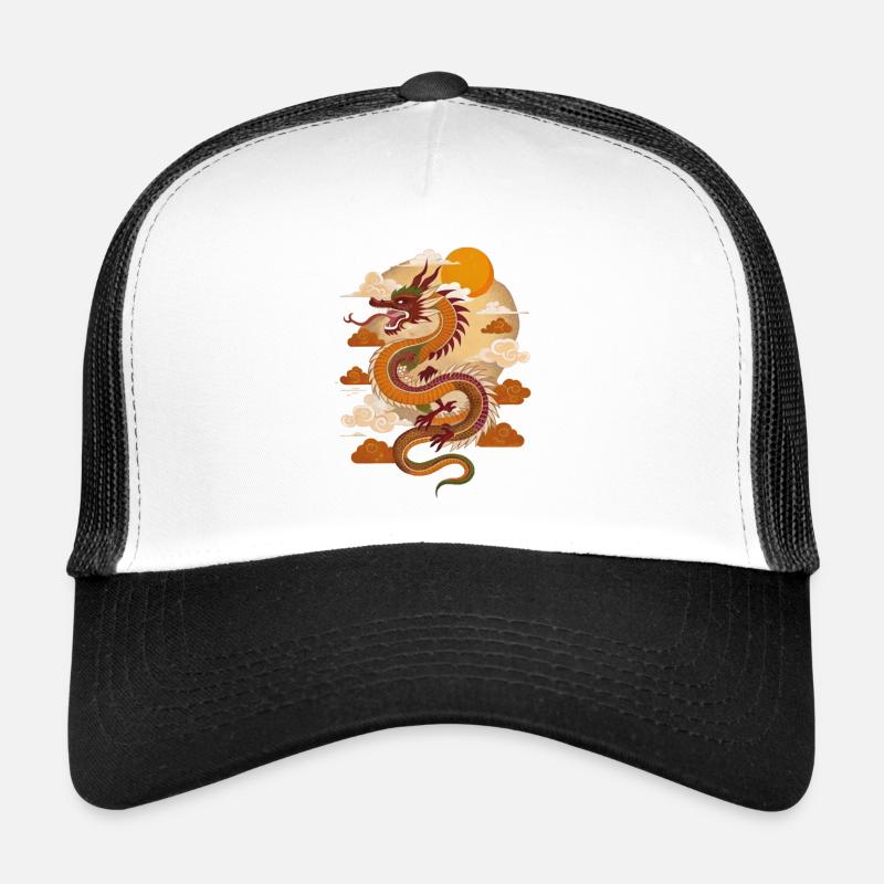 Dragon chinois au coucher du soleil Casquette trucker 