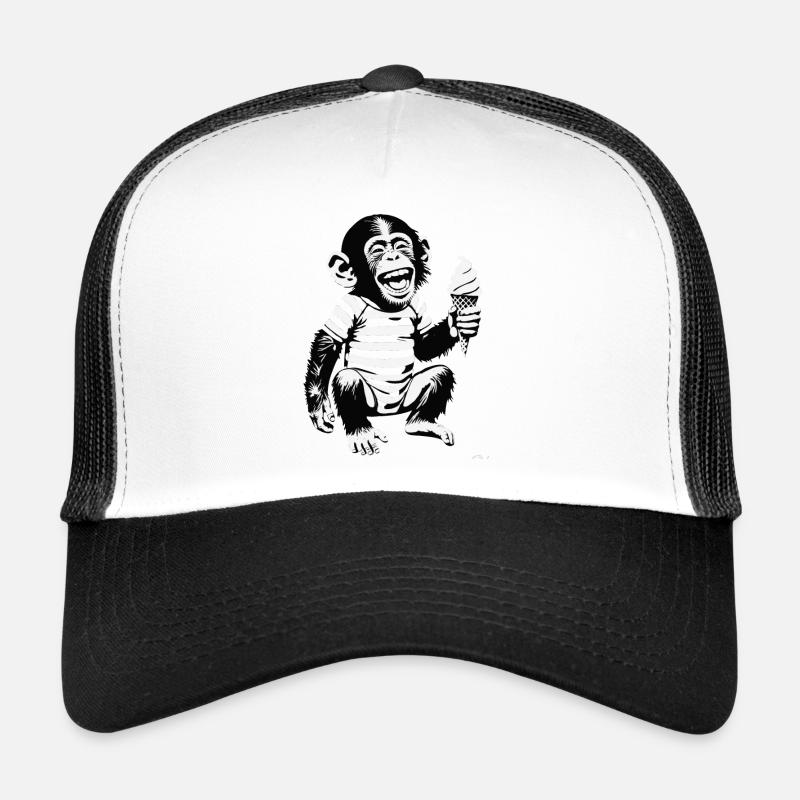 Playful Monkey with IceCream Design Trucker Cap