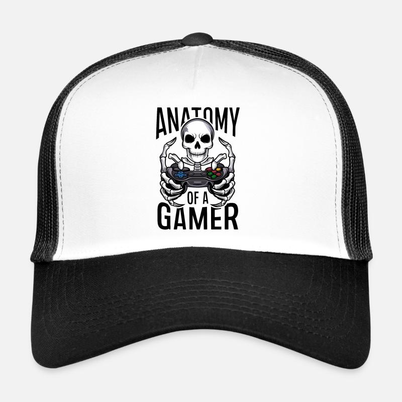 Gamer Skeleton with Game Controller Trucker Cap