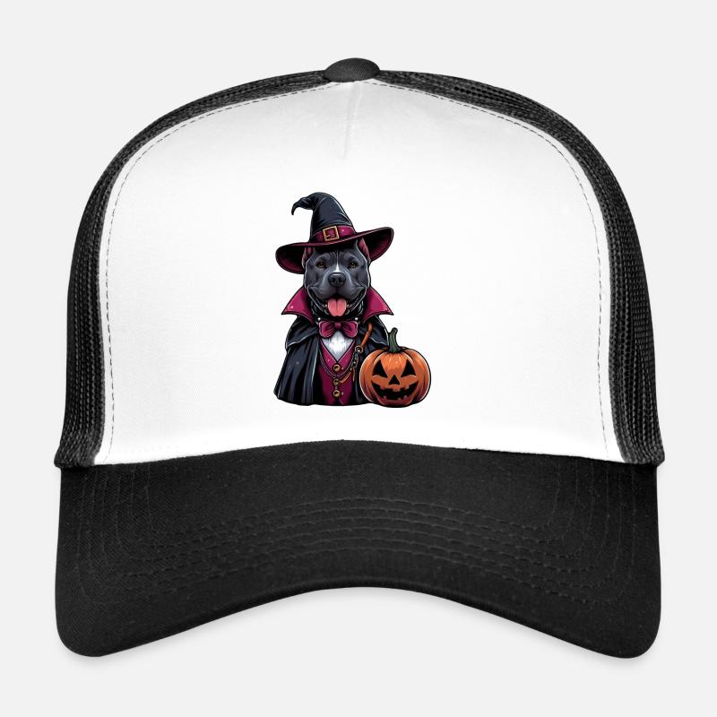 Kostümierter Pitbull Halloween - Trucker Cap - Weiß/Schwarz