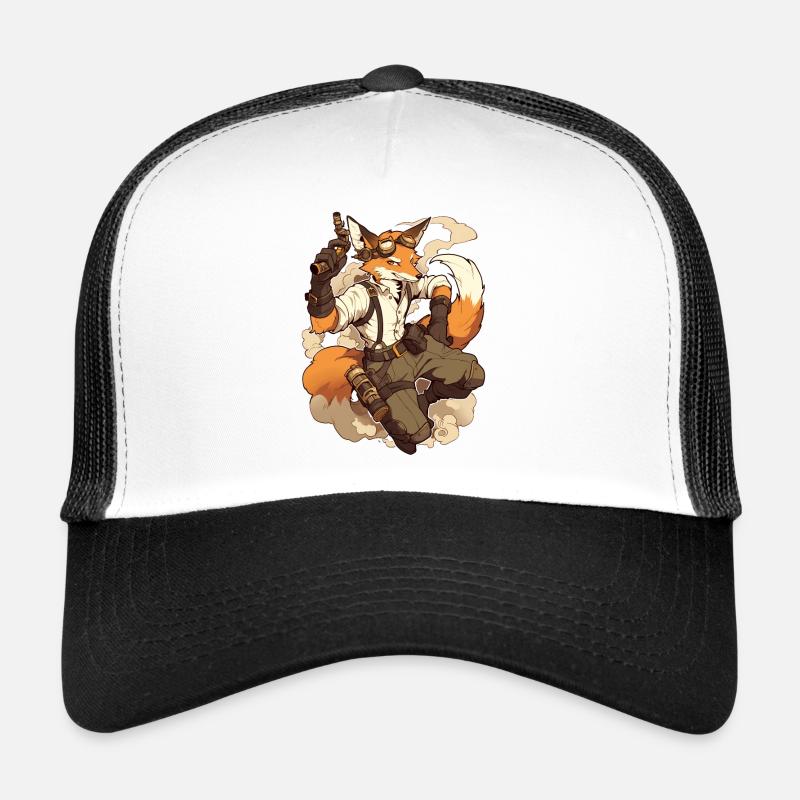 Steampunk Fox Anime Style - Retro Futurism Trucker Cap