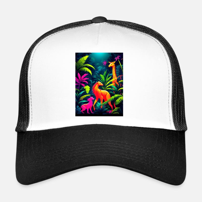 Fluorescent Jungle Dance Party - Trucker Cap - white/black