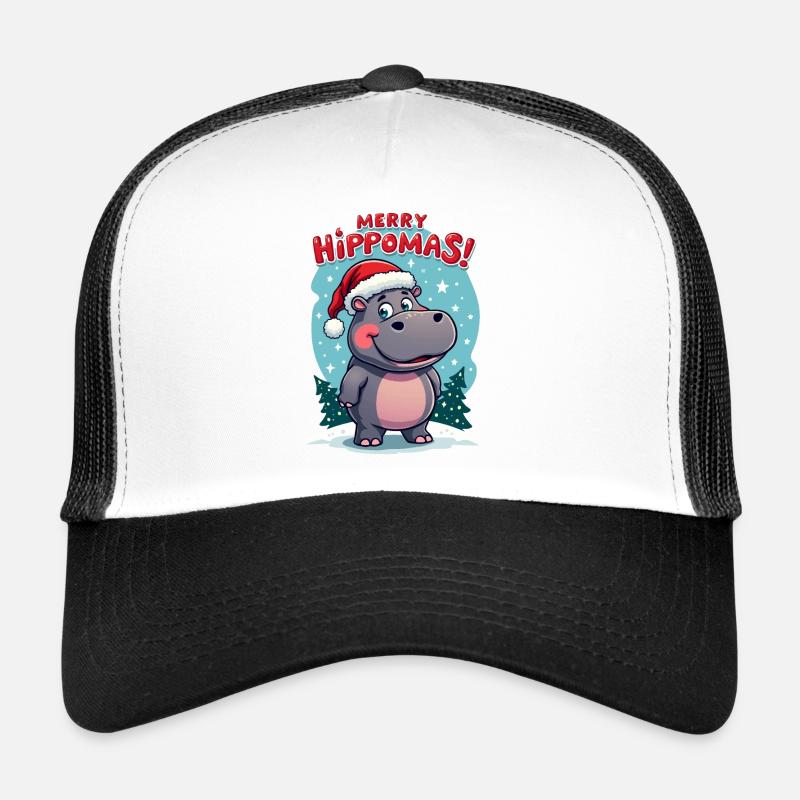 Hippopotame mignon avec chapeau de Père Noël Casquette trucker 