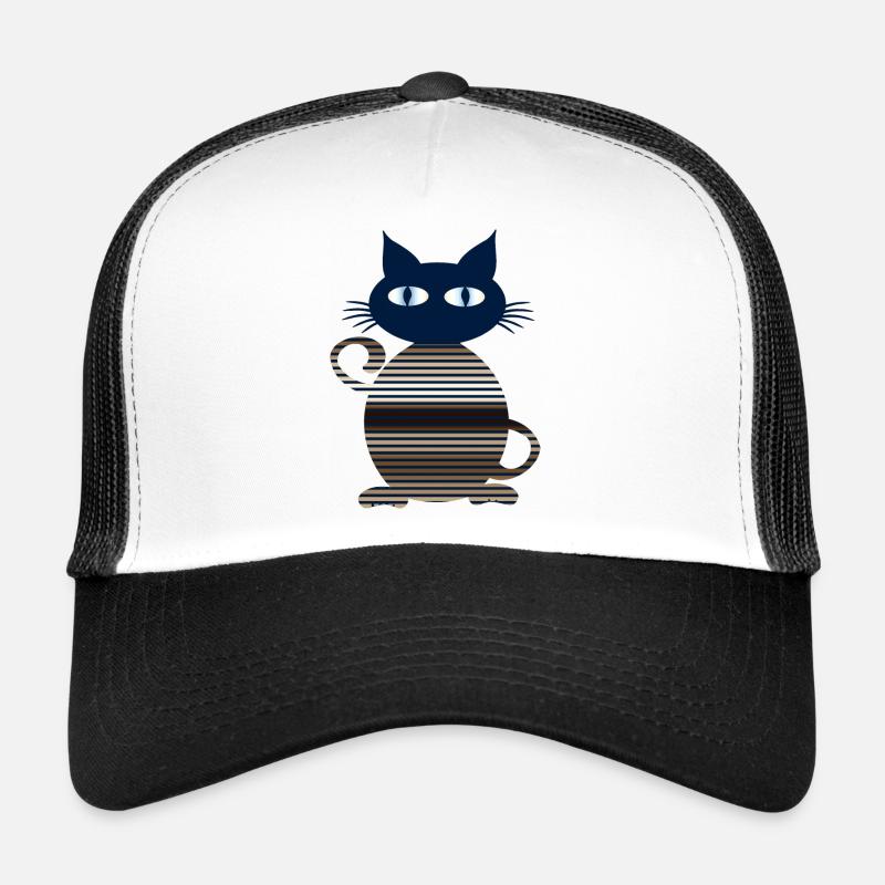 Katze - Trucker Cap - Weiß/Schwarz