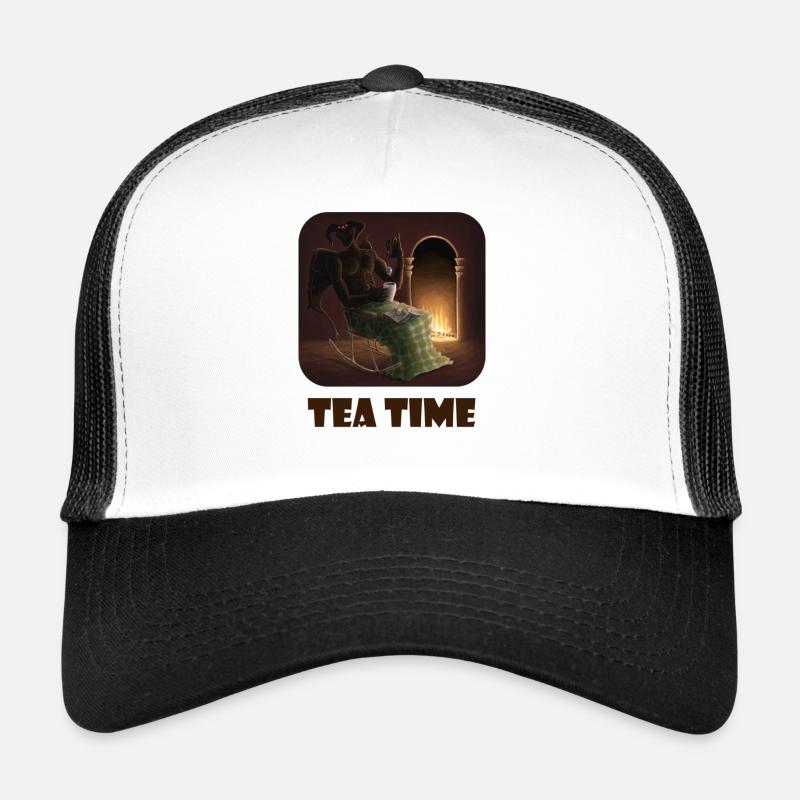 A well-deserved tea break for this well-known demon - Trucker Cap - white/black