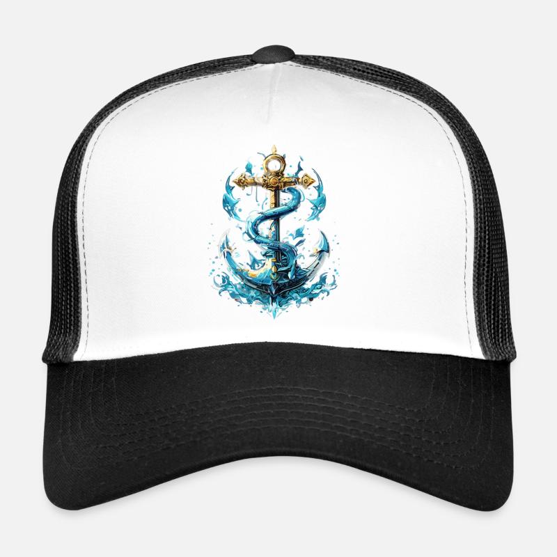 Éclaboussures d’eau d’ancre - Casquette trucker  - blanc/noir