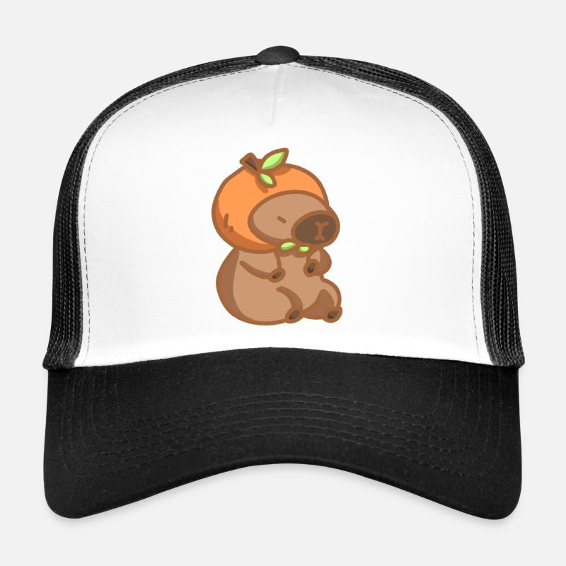 Capibara Orange - Trucker Cap - Weiß/Schwarz