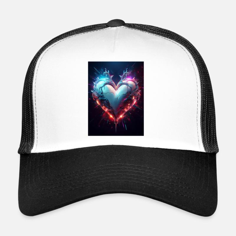 Neonherz - Trucker Cap - Weiß/Schwarz