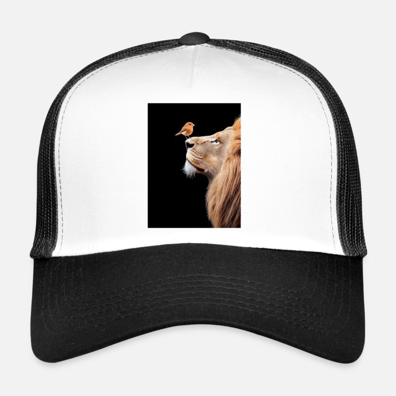 Lion avec un oiseau sur le nez Casquette trucker 