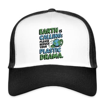 Earth Is Calling, Please Reduce Your Plastic Drama - Casquette trucker  - blanc/noir - Devant