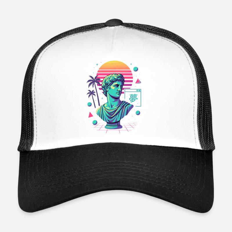Vaporwave Ästhetik – Antike trifft Neon Trucker Cap