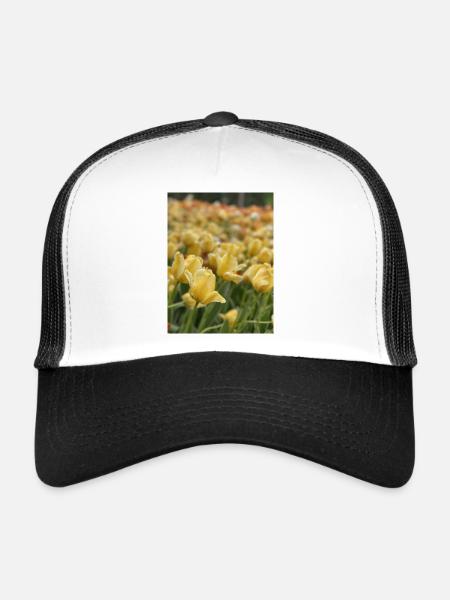 Tulipe Jaune mer - Casquette trucker  - blanc/noir - Devant