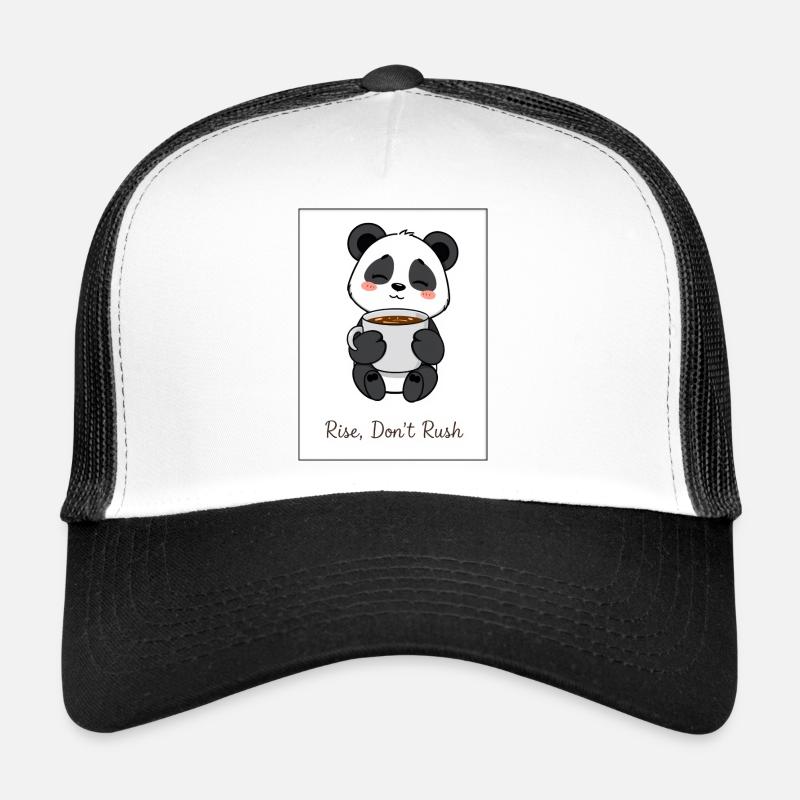 Panda Motif – Rise Don't Rush Design Cute Calm Trucker Cap