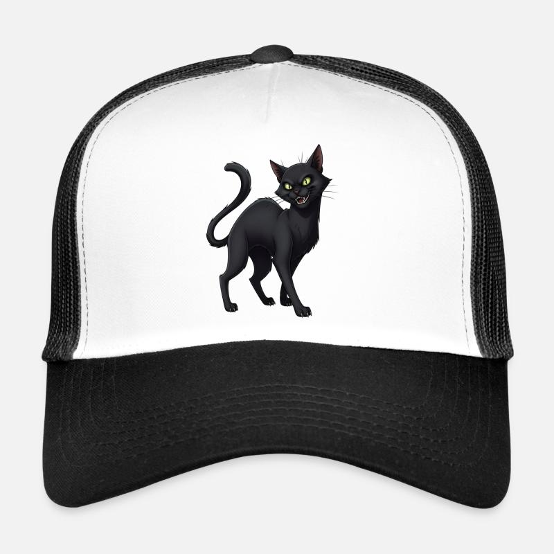 Schwarze Katze - Trucker Cap - Weiß/Schwarz