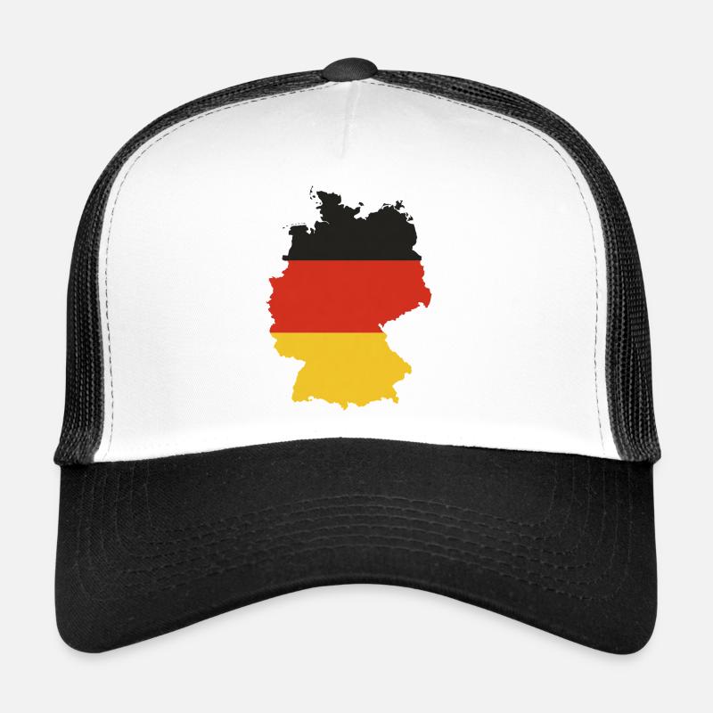 Black Red Gold Germany Flags Outline Design Trucker Cap