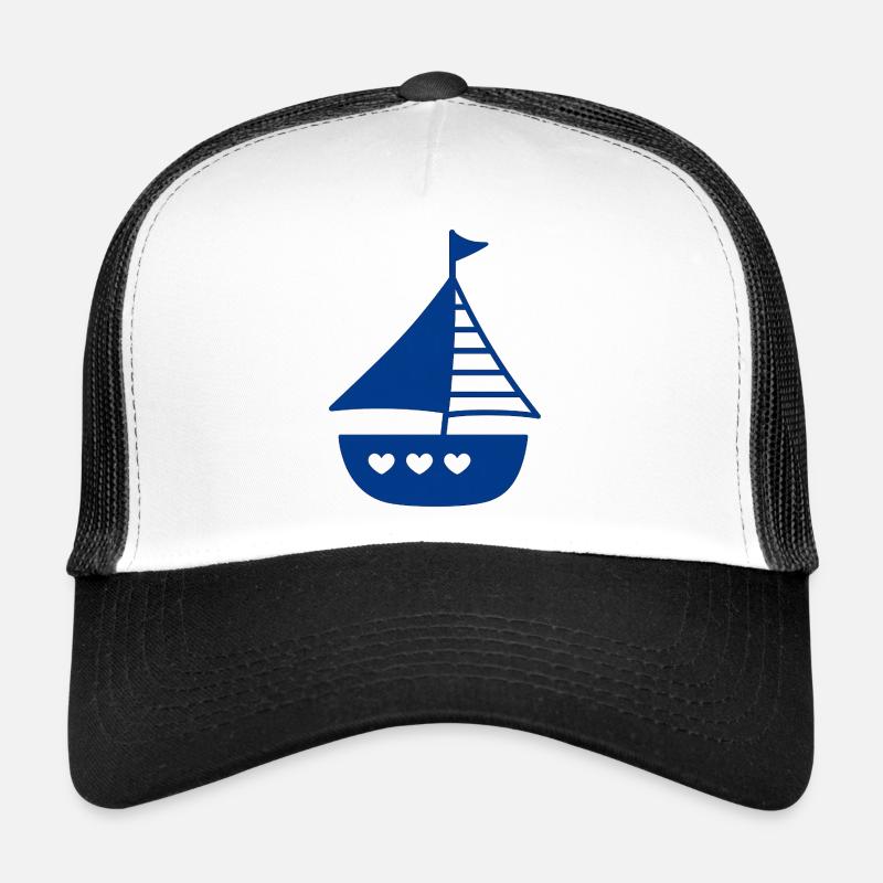Verspieltes Herzboot Design - Trucker Cap - Weiß/Schwarz