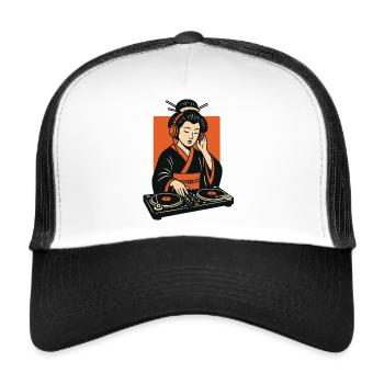 Geisha Grooves – Tokyo Beats Reloaded - Trucker Cap - Weiß/Schwarz - Vorne