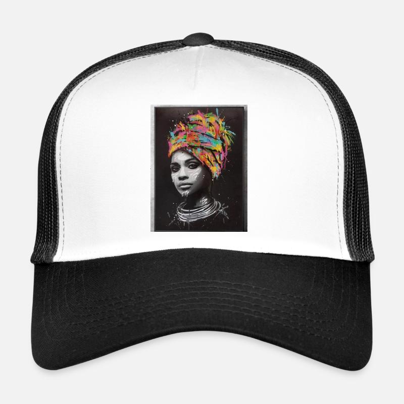 Buntes Gustave Afro Kunst Porträt Trucker Cap